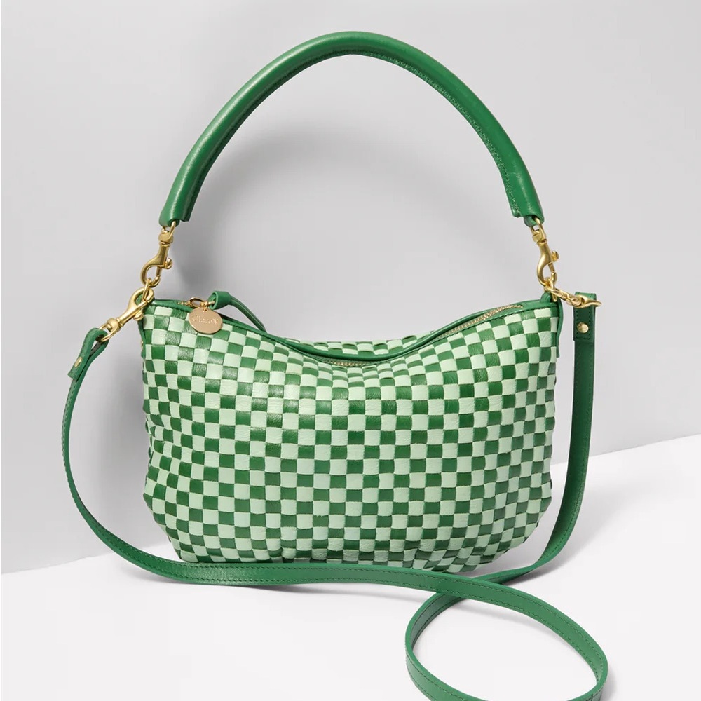 Clare V Petit Moyen Green Checkered Crossbody Bag - Picture 2 of 4